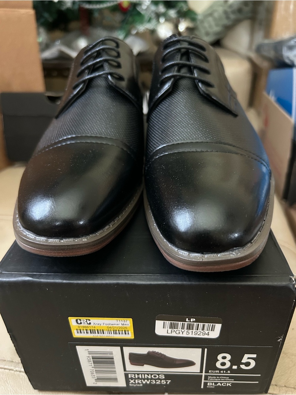 X-ray Men’s Black Cap-Toe Oxford Dress Shoes - Size 8.5